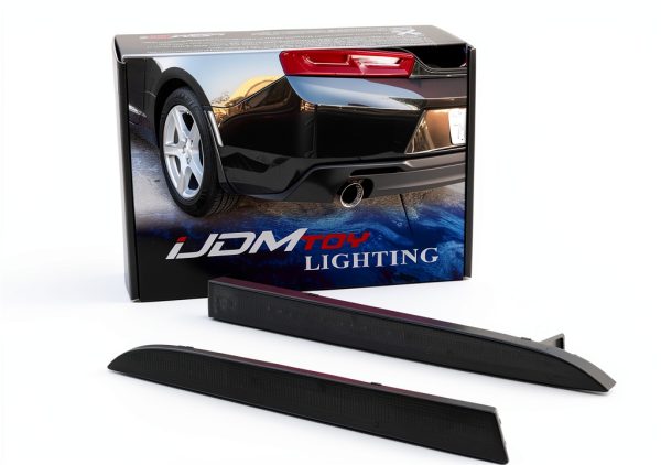 iJDMTOY Rear Bumper Reflector Light Black Smoke Lens for 2016+ Camaro-0
