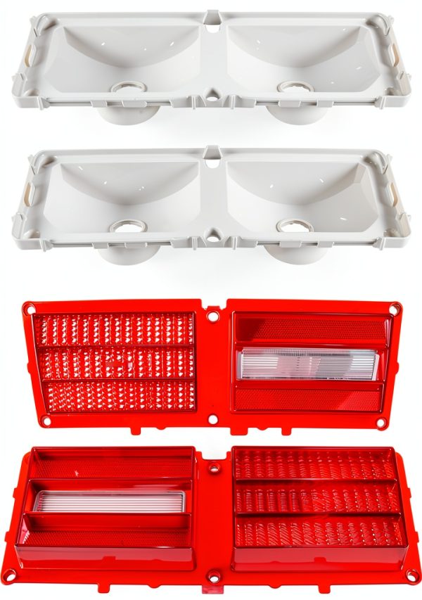 STILEALUS Red ABS Tail Lamp Lens & Housing Set for 1975-1979 Chevy II-4