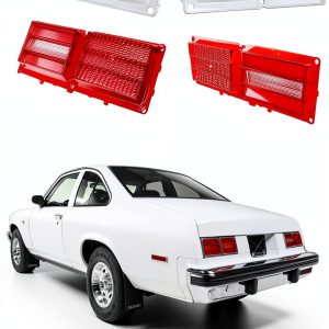 STILEALUS Red ABS Tail Lamp Lens & Housing Set for 1975-1979 Chevy II-0