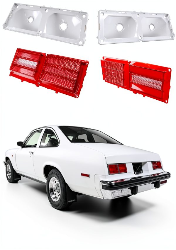 STILEALUS Red ABS Tail Lamp Lens & Housing Set for 1975-1979 Chevy II-0