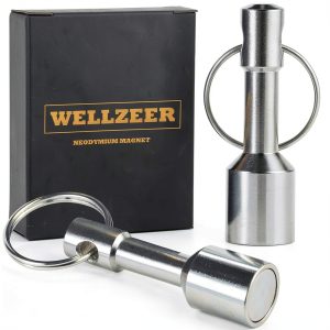 Keychain Magnet WELLZEER D12mm Silver Earth Test Magnet for Jewelry-0